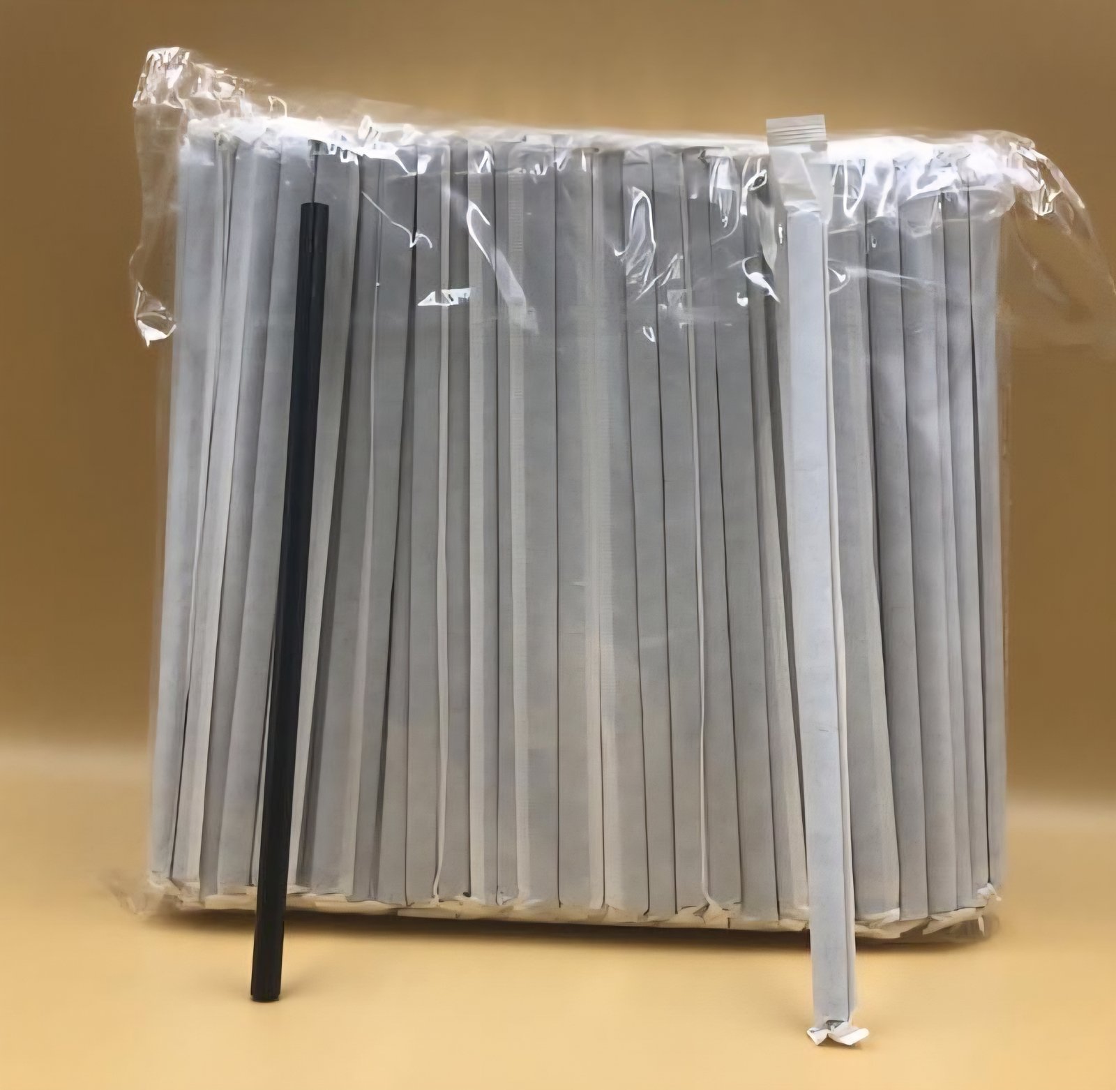 8mm Plastic Straw Black Pe Wrapped (250 Pcs x 20 Pkts) - 5000Pcs