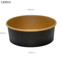 1300ml Black Paper Salad Bowl + Pet Lid - 300Pcs - Image 5