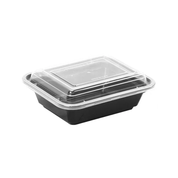 Black Base Rectangular Containe 12 Oz + Lid