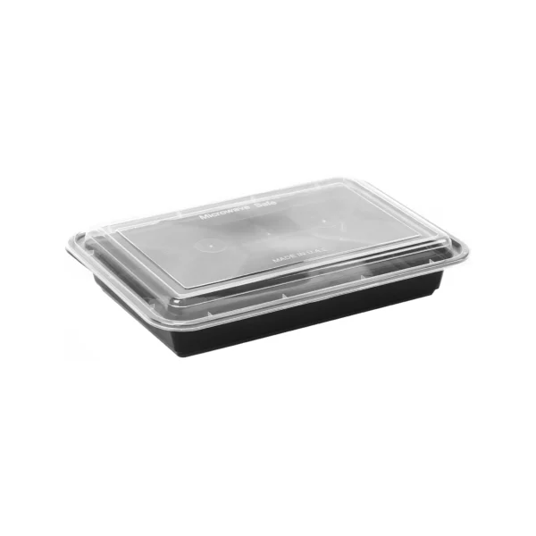 Black Base Rectangular Containe 58 Oz + Lid