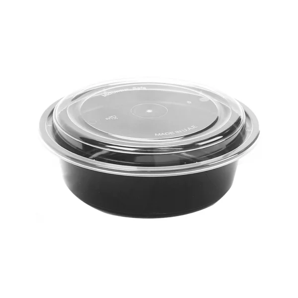 Black Base Round Container 10 Oz + Lid - 300PCS