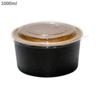 1000ml Black Paper Salad Bowl + Pet Lid - 300Pcs - Image 4