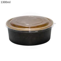 1300ml Black Paper Salad Bowl + Pet Lid - 300Pcs - Image 4