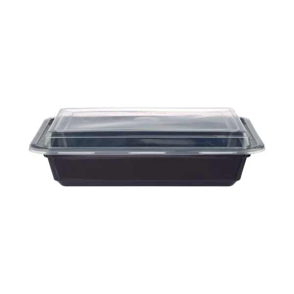 Black Base Rectangular Containe 28 Oz + Lid