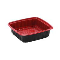 Red and Black Deli Container 650ml + Ops Lid - 200Pcs - Image 2