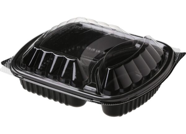 Black Base Rectangular 2 Compartment Container Base + Ops Lid